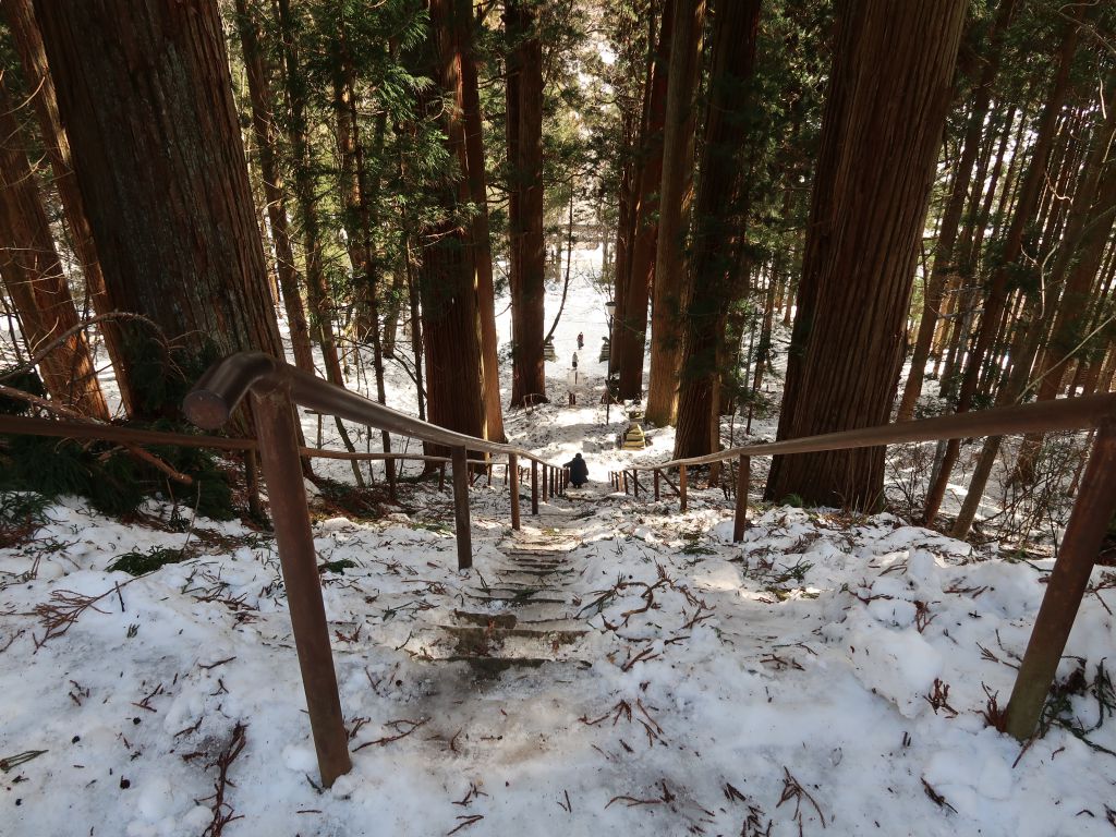 戸隠神社宝光社の階段を上から見る